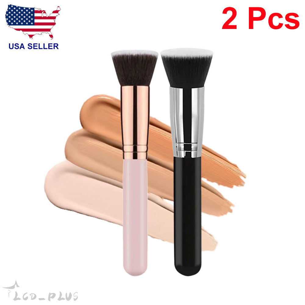 2Pcs Pro Foundation Makeup Brush Flat Top Kabuki For Blendin - Tanoli & Co. © EST. 2024