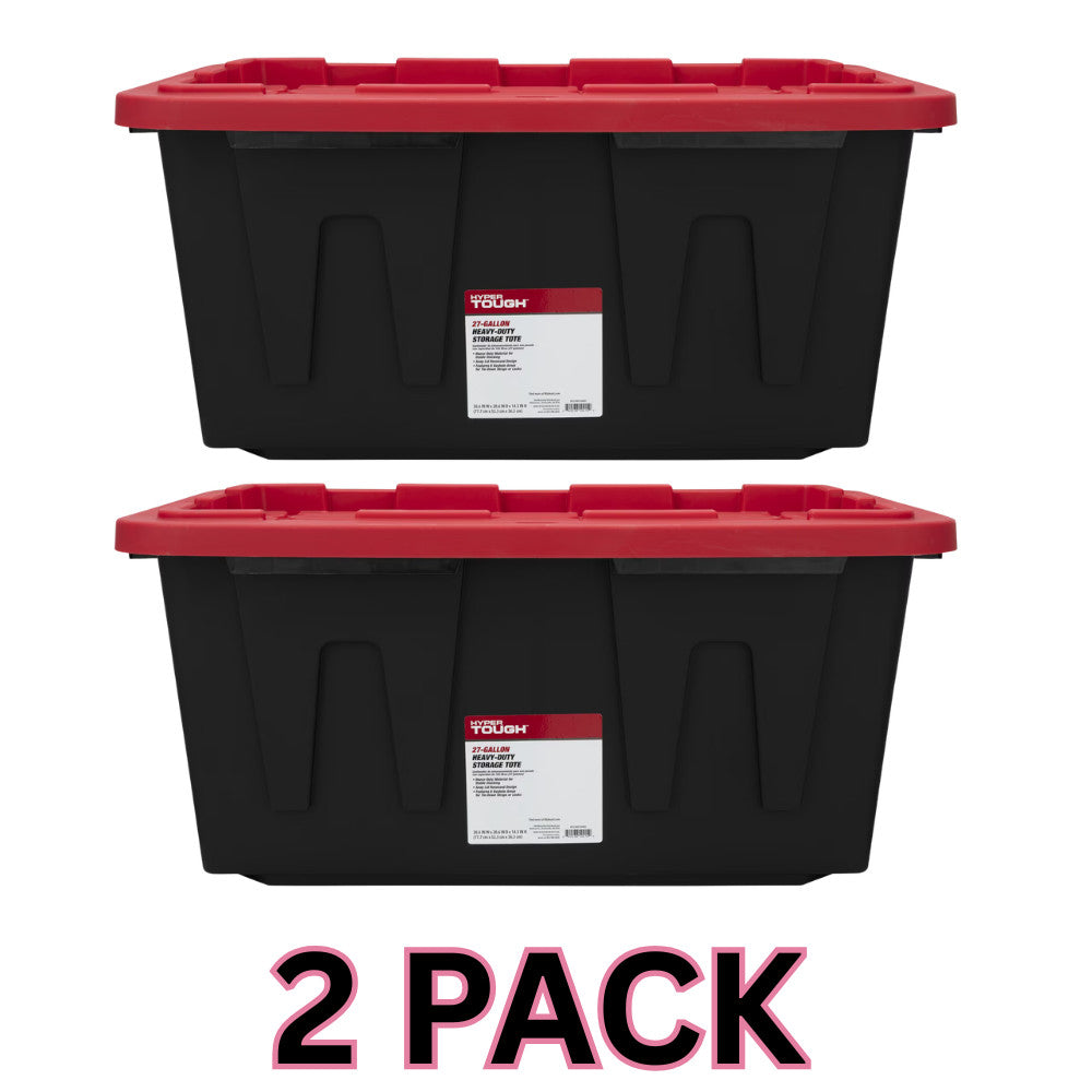 Hyper Tough 27 Gallon Storage Bin W/ Snap Lid, Black/Red Hea - Tanoli & Co. © EST. 2024