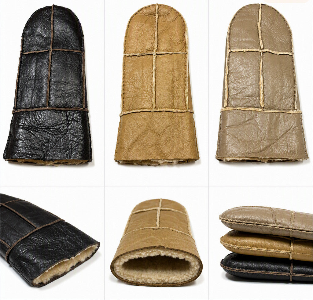 Womens Genuine Sheepskin Patch Leather Mittens - Tanoli & Co. © EST. 2024