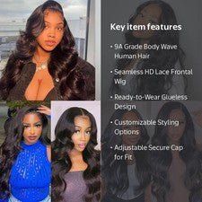 Black Body Wave Human Hair Wig Hd Lace Front Glueless Natura - Tanoli & Co. © EST. 2024