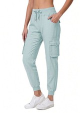 Women's Blue Cargo Hiking Pants Lightweight Travel Outdoor Joggers L - Tanoli & Co. © EST. 2024