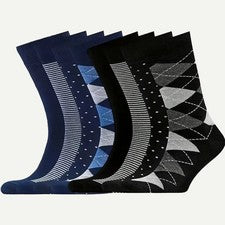 Men's 4/8 Pairs Men'S Diamond Pattern Mid Calf Socks, Soft Breatha - Tanoli & Co. © EST. 2024