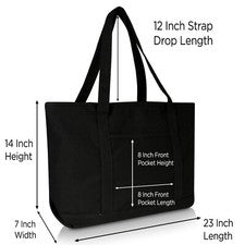 Dalix Womens 23" Deluxe 24 Oz. Cotton Canvas Tote Bag Zipper - Tanoli & Co. © EST. 2024