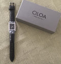 Ciloa Rectangle Quartz Dress Watch Black Dial Leather Strap - Tanoli & Co. © EST. 2024