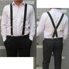 Men's X-Shape Suspenders Elastic Strap Brace 4 Clips Adjustable Pa - Tanoli & Co. © EST. 2024