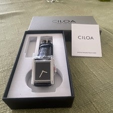Ciloa Rectangle Quartz Dress Watch Black Dial Leather Strap - Tanoli & Co. © EST. 2024