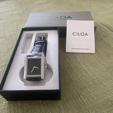 Ciloa Rectangle Quartz Dress Watch Black Dial Leather Strap - Tanoli & Co. © EST. 2024