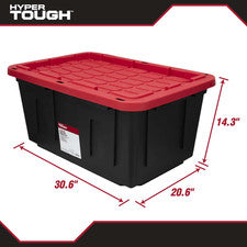 Hyper Tough 27 Gallon Storage Bin W/ Snap Lid, Black/Red Hea - Tanoli & Co. © EST. 2024