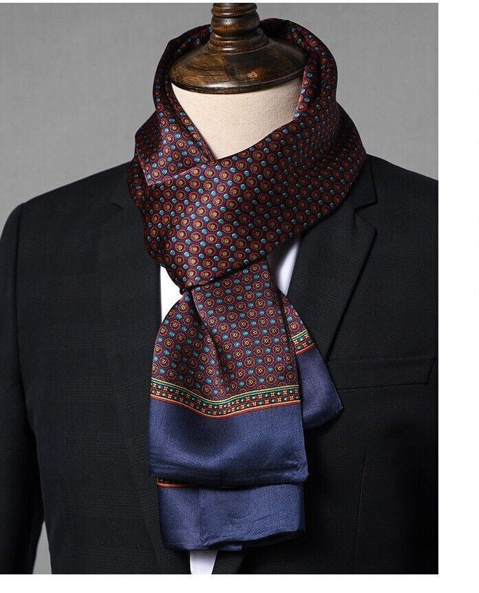 Men's 100% Pure Silk Scarf Double Layer Neckerchief Cravat Tie Cas - Tanoli & Co. © EST. 2024